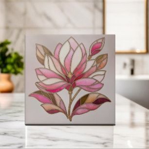 Magnolia Flower Mosaic Ceramic Tile Kakelplatta
