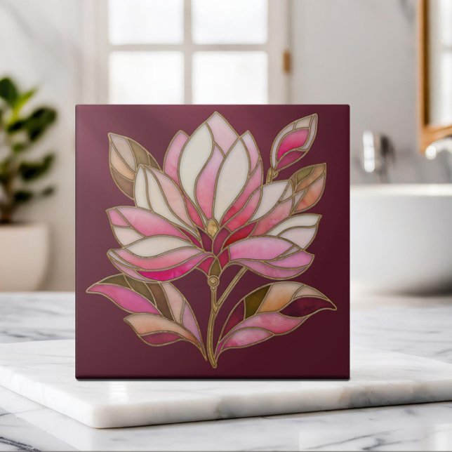 Magnolia Flower Mosaic Ceramic Tile Kakelplatta (Skapare uppladdad)