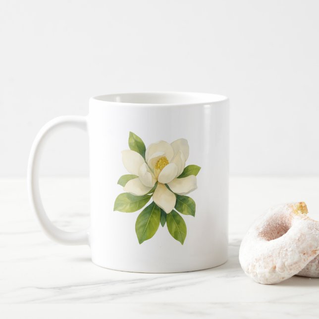Magnolia Flower Painting Kaffemugg (Med munk)