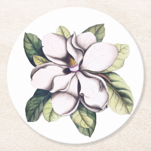 Magnolia Flower Underlägg Papper Rund