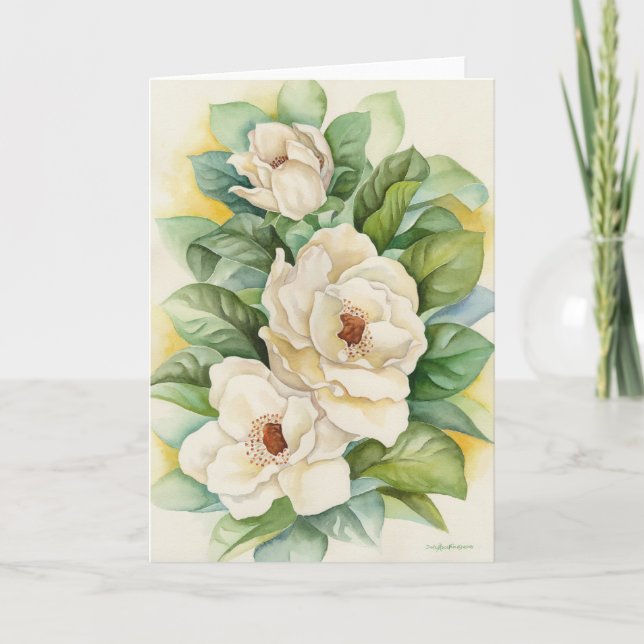 Magnolia Flower Watercolor Art - Multi Kort (Framsida)