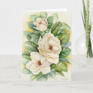 Magnolia Flower Watercolor Art - Multi Kort