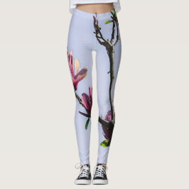 Magnolia Flowers Blommigt Botanical Blommar Chic Leggings