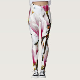 Magnolia Flowers Blommigt Botanical Blommar Chic Leggings
