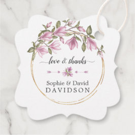 Magnolia Flowers Bloom Guld Bröllop Gåvor Etiketter