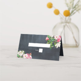 Magnolia Flowers Bröllop Black White Placeringskort