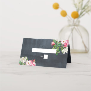 Magnolia Flowers Bröllop Black White Placeringskort