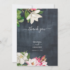 Magnolia Flowers Bröllop Black White Tack Kort