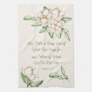 Magnolia Flowers för inspirationell Faith Scriptur Kökshandduk