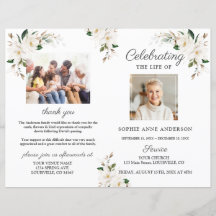 Magnolia Flowers Funeral Service Photo Program