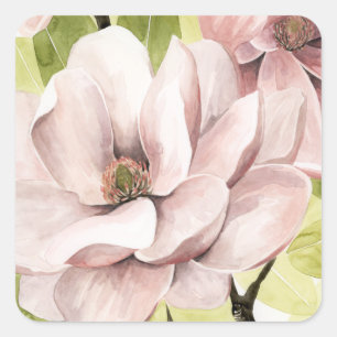 Magnolia Flowers Fyrkantigt Klistermärke