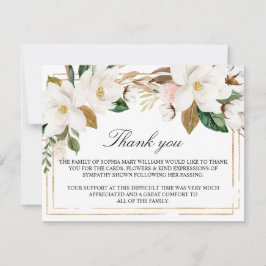 Magnolia Flowers & Guld Ram Funeral Tack Kort