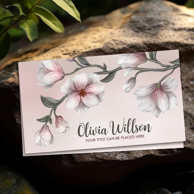 Magnolia Flowers Illustration Visitkort (Skapare uppladdad)