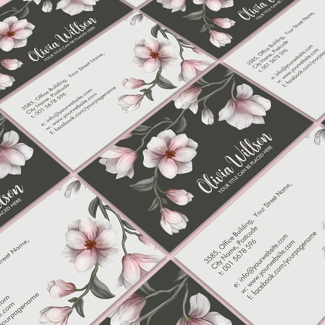 Magnolia Flowers Illustration Visitkort (Skapare uppladdad)