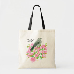 Magnolia Flowers Mockingbird Watercolor Tygkasse