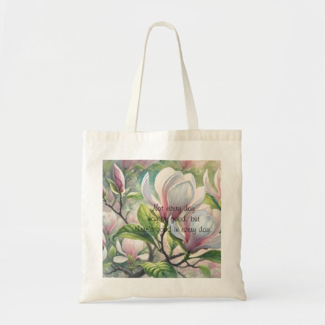 Magnolia Flowers & Quote Tygkasse (Framsidan)