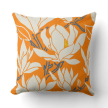 Magnolia-grafik i orange mönster