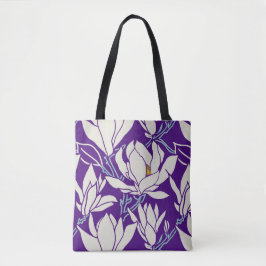 Magnolia-grafik i violett mönster tygkasse