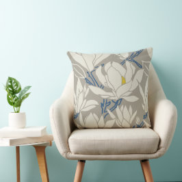 Magnolia graphic in gray pattern kudde