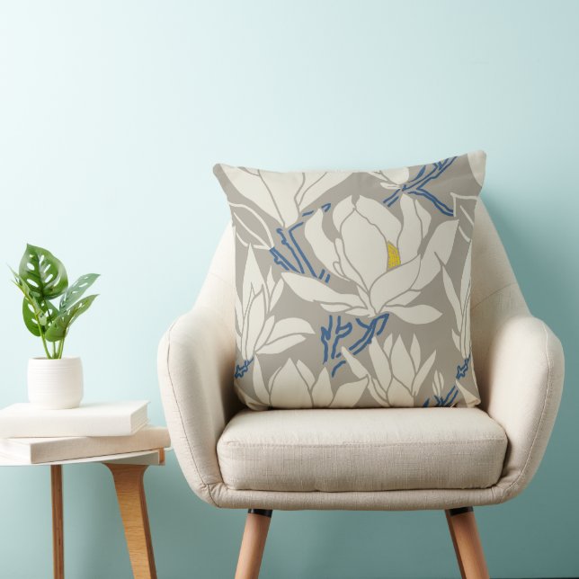 Magnolia graphic in gray pattern kudde (Stol)