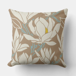 Magnolia graphic in khaki pattern kudde