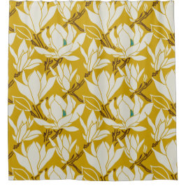 Magnolia graphic in mustard pattern