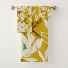 Magnolia graphic in mustard pattern