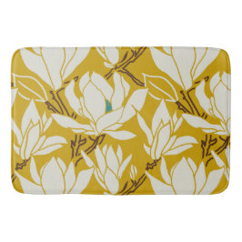Magnolia graphic in mustard pattern badrumsmatta