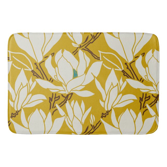 Magnolia graphic in mustard pattern badrumsmatta (Framsidan)