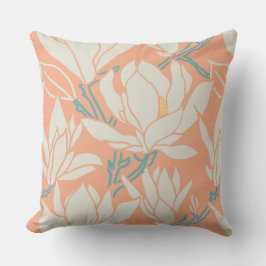 Magnolia graphic in peach pattern kudde