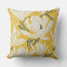 Magnolia graphic in yellow pattern kudde