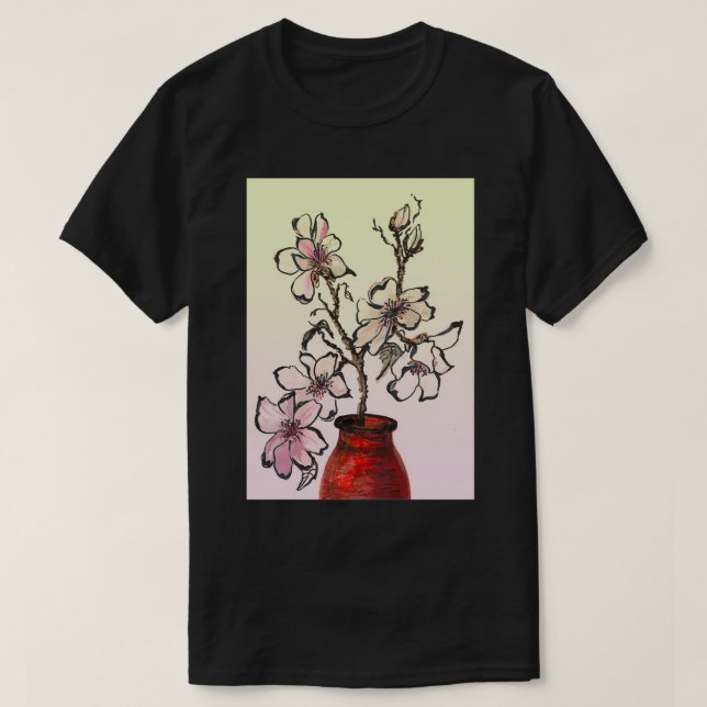 Magnolia gren i Terracotta vas T Shirt (Design framsida)