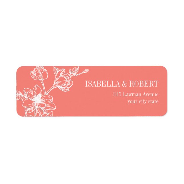 Magnolia Gren | Korall | Återkomst från Bröllop Returadress Etikett (Framsidan)