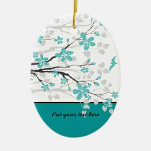 Magnolia gren och anpassningsbar av blommor julgransprydnad keramik
