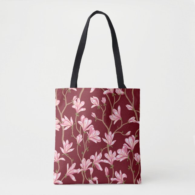 Magnolia Grenar: Blodbild Vintage Illustration. Tygkasse (Framsida)