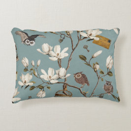 Magnolia Grove with Owls in Duck egg blue Prydnadskudde