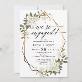 Magnolia guld geometric ram förlovningsfest inbjudningar