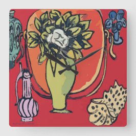 Magnolia i Vas, efter Matisse Fyrkantig Klocka