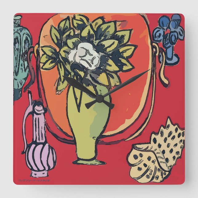 Magnolia i Vas, efter Matisse Fyrkantig Klocka (Framsida)