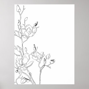 Magnolia-kontur Poster