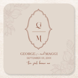 Magnolia Line Art Ornate Underlägg Papper Kvadrat