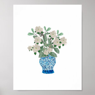 Magnolia Magnolias Blue Ginger Burk Burk Poster