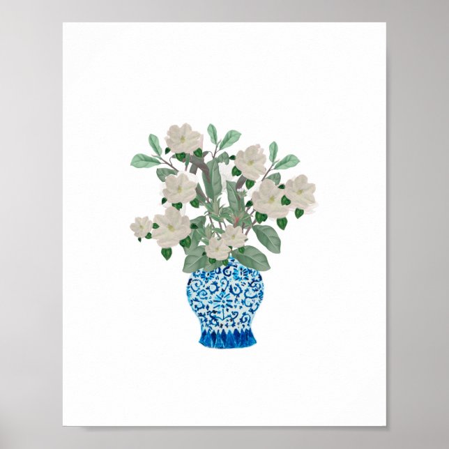 Magnolia Magnolias Blue Ginger Burk Burk Poster (Framsidan)