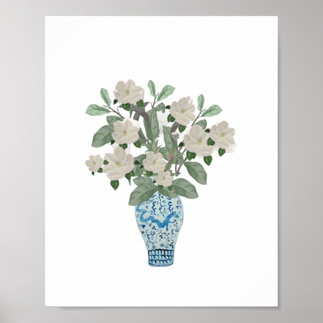 Magnolia Magnolias Dragon Blue Ginger Burk Burk Poster (Framsidan)