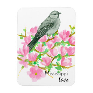 Magnolia Mississippi Kärlek Mockingbird Magnet