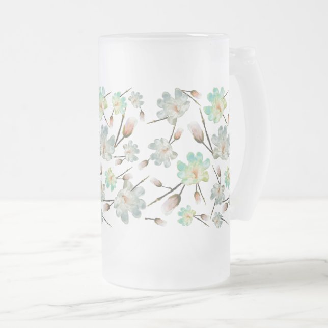 Magnolia Mönster Frosted Beer Mugg (Framsida höger)