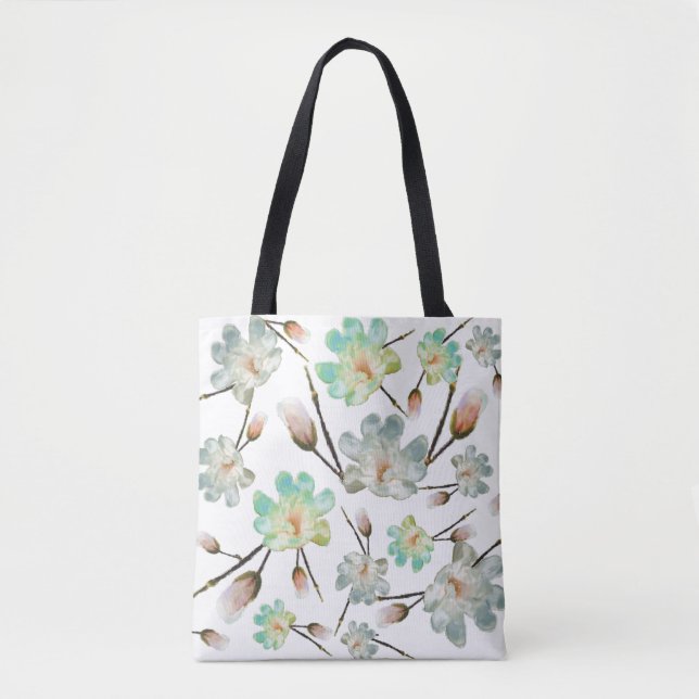 Magnolia Mönster hela vägen över Tote Bag Tygkasse (Framsida)