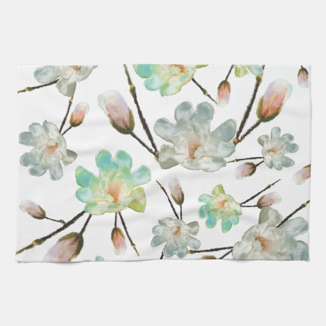 Magnolia Mönster Kitchen Towel Kökshandduk (Horisontell)