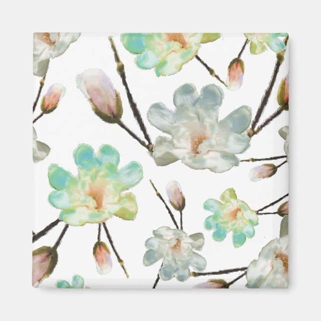 Magnolia Mönster Square Magnet (Framsidan)