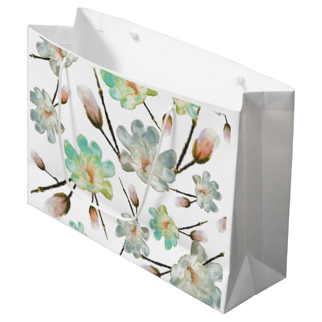 Magnolia Mönster Stor Presentpåse (Framsidan Vinklad)